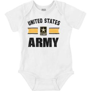 Brisco Brands US Army Star Official United States Baby Romper Boys or Girls(White)