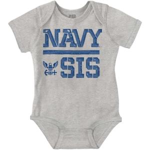 Brisco Brands US Navy Sis Military Anchor Logo Baby Bodysuit Jumper Girls(Heather)