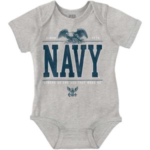 Brisco Brands US Navy Strong As Sea That Made Us Baby Romper Boys or Girls(Heather)