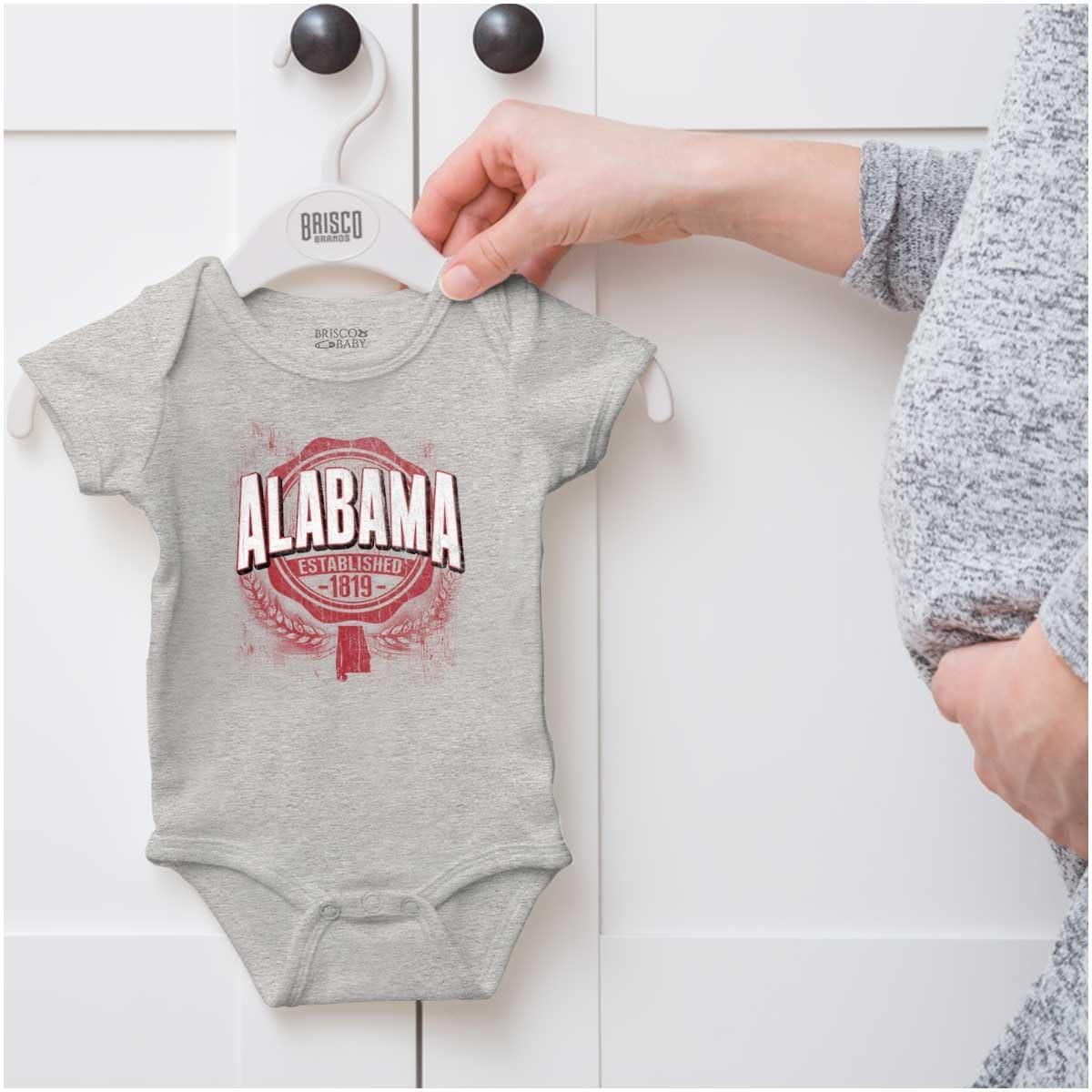 imageBrisco Brands Alabama Athletic Block Letters Cool Baby Romper Boys or GirlsHeather