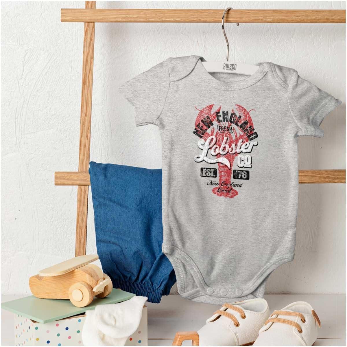 imageBrisco Brands New England Lobster Maine Seafood Baby Romper Boys or GirlsHeather