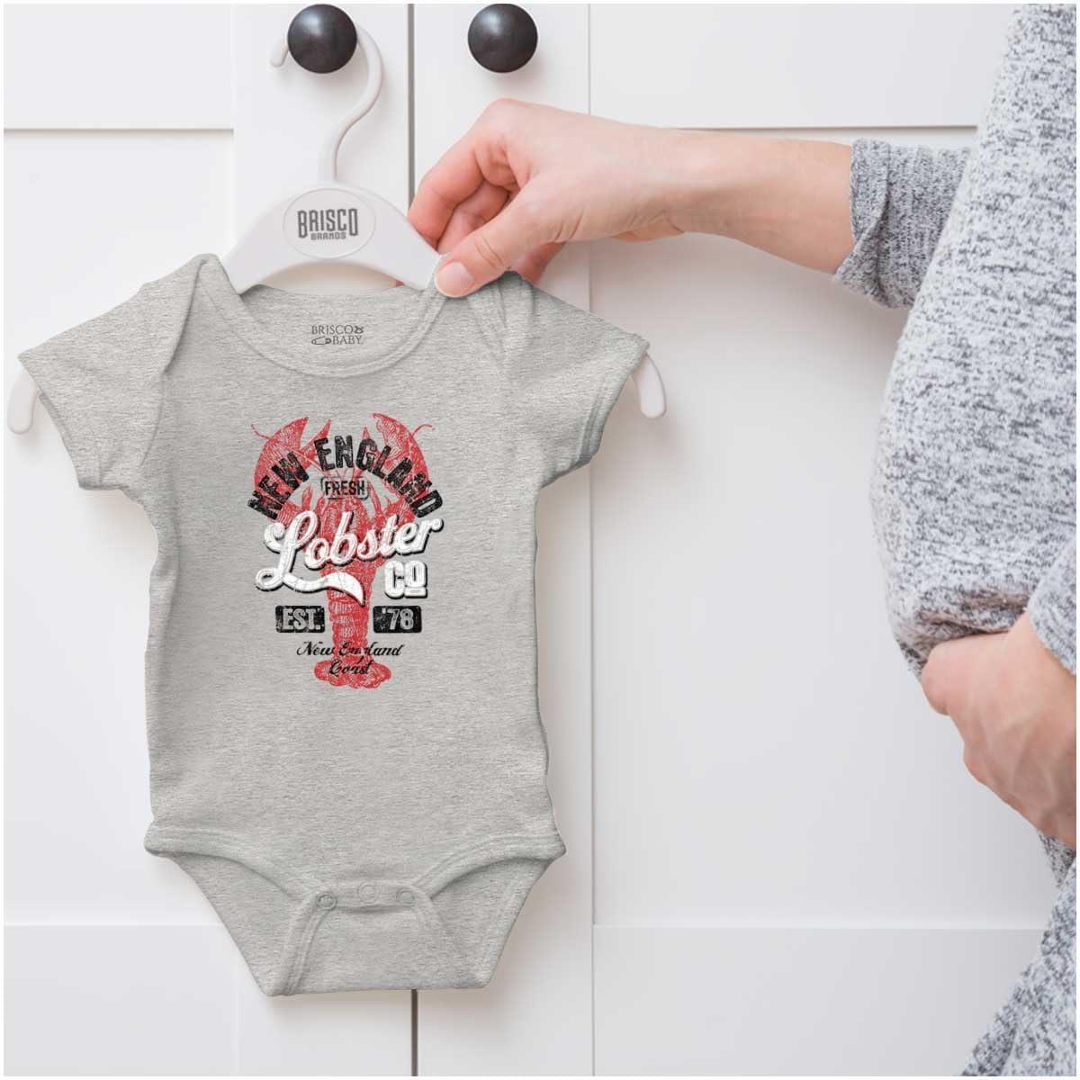 imageBrisco Brands New England Lobster Maine Seafood Baby Romper Boys or GirlsHeather
