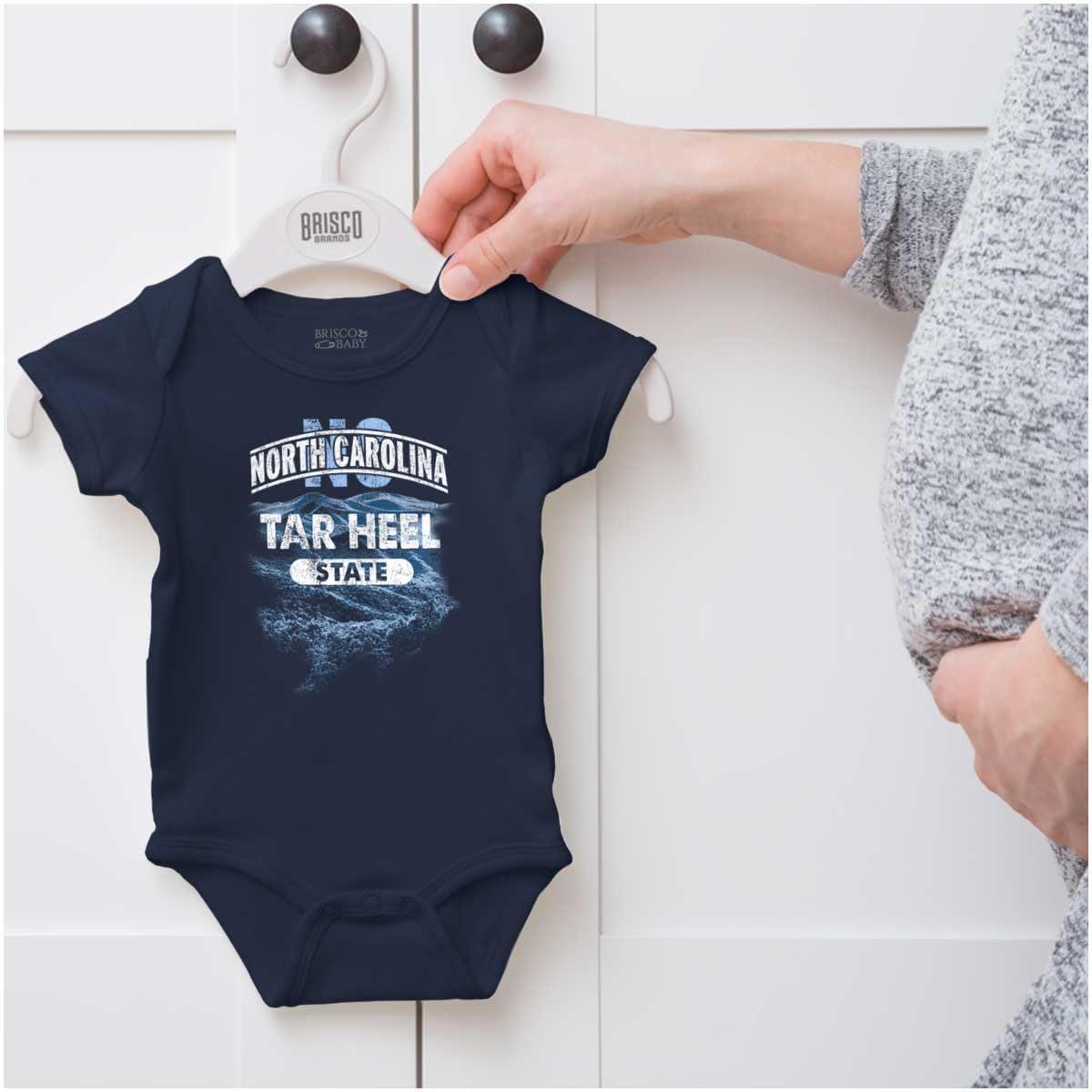 imageBrisco Brands North Carolina Tar Heel State Tourism Baby Romper Boys or GirlsNavy