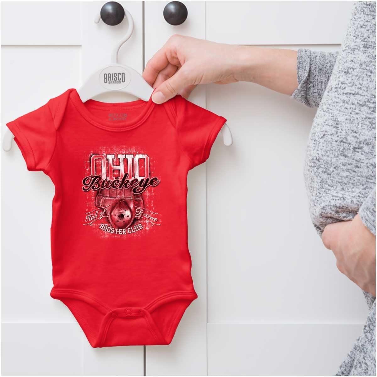 imageBrisco Brands Ohio Proud Local Hall of Fame Club Baby Romper Boys or GirlsRed