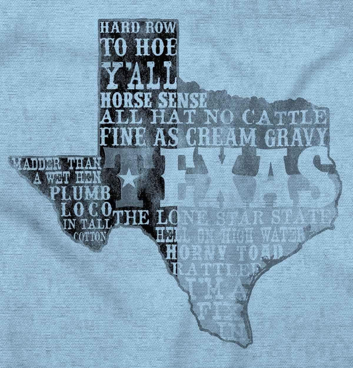 imageBrisco Brands Texas Slang Funny State Shape TX Baby Romper Boys or GirlsLight Blue