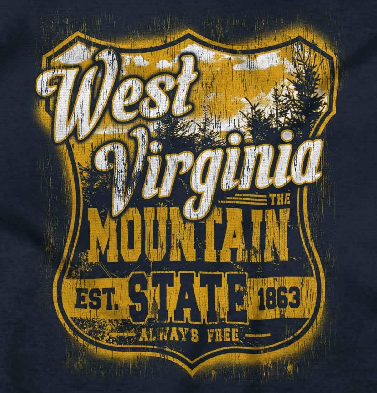 imageBrisco Brands West Virginia Retro Mountain State WV Baby Romper Boys or GirlsNavy