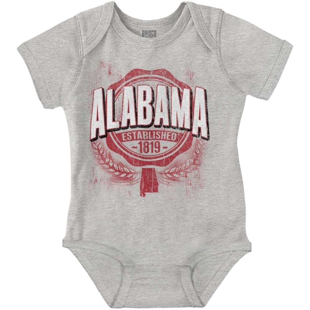 imageBrisco Brands Alabama Athletic Block Letters Cool Baby Romper Boys or GirlsHeather