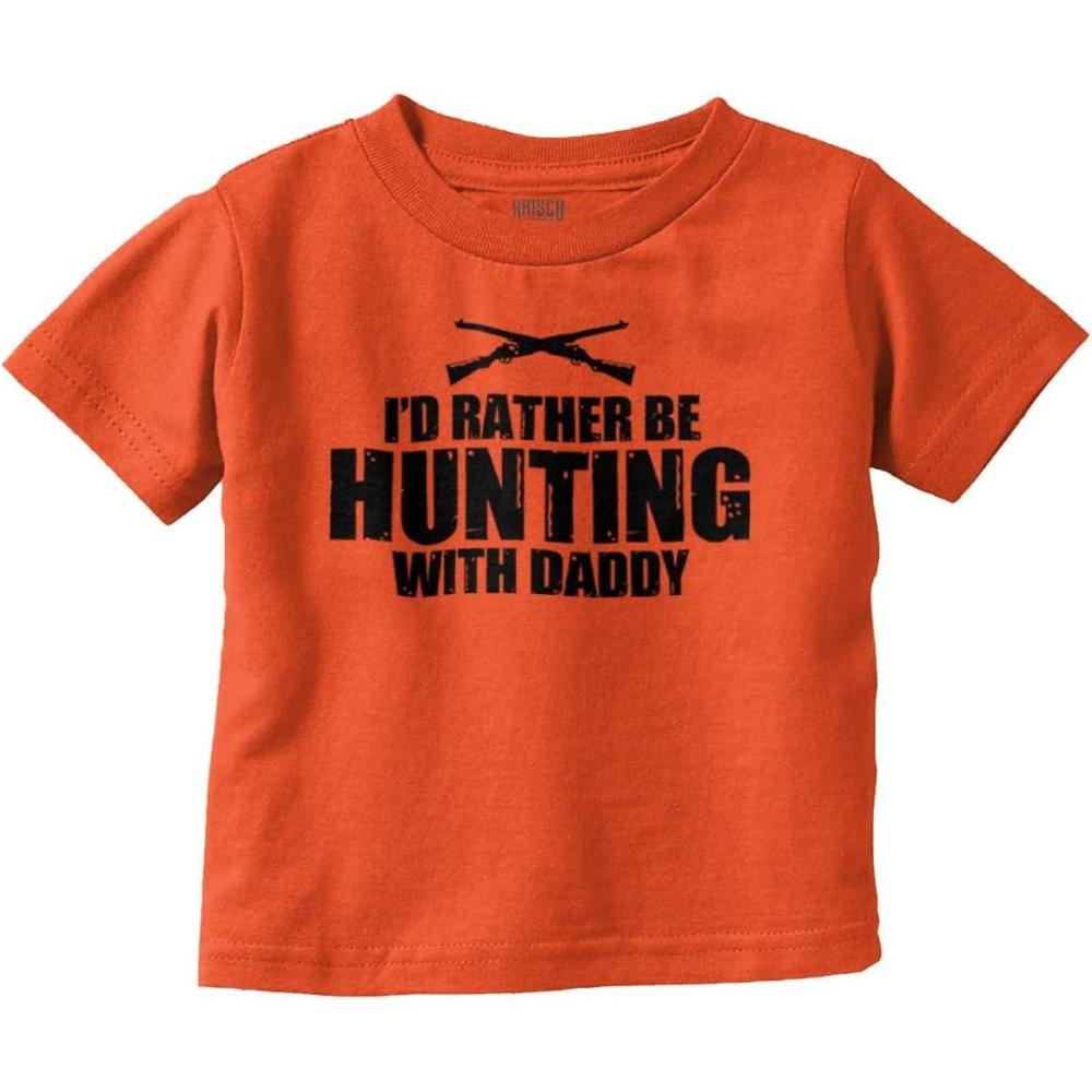 imageBrisco Brands Id Rather Be Hunting with Daddy Toddler Boy Girl T ShirtOrange