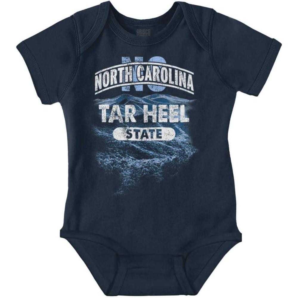 imageBrisco Brands North Carolina Tar Heel State Tourism Baby Romper Boys or GirlsNavy
