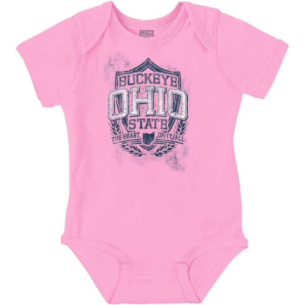 imageBrisco Brands Ohio OH Motto State Souvenir Baby Romper Boys or GirlsPink