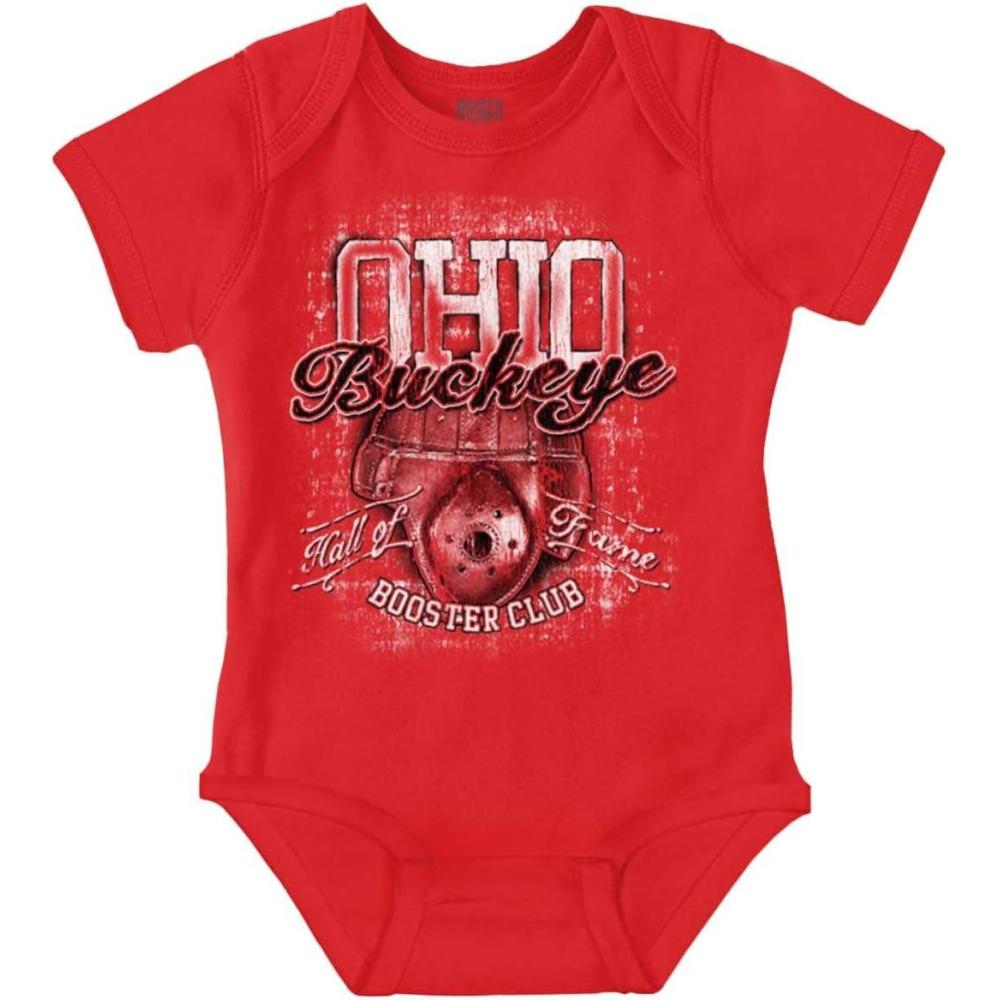 imageBrisco Brands Ohio Proud Local Hall of Fame Club Baby Romper Boys or GirlsRed