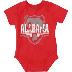 Brisco Brands Alabama AL State Pride Elephant Baby Romper Boys or Girls(Red)