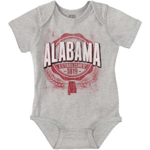 Brisco Brands Alabama Athletic Block Letters Cool Baby Romper Boys or Girls(Heather)