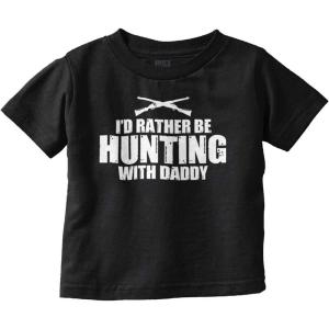 Brisco Brands I’d Rather Be Hunting with Daddy Toddler Boy Girl T Shirt(Black)