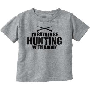 Brisco Brands I’d Rather Be Hunting with Daddy Toddler Boy Girl T Shirt(Heather)
