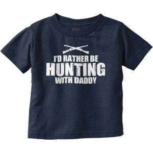 Brisco Brands I’d Rather Be Hunting with Daddy Toddler Boy Girl T Shirt(Navy)