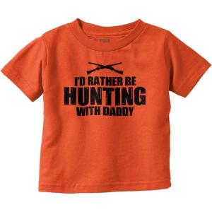 Brisco Brands I’d Rather Be Hunting with Daddy Toddler Boy Girl T Shirt(Orange)