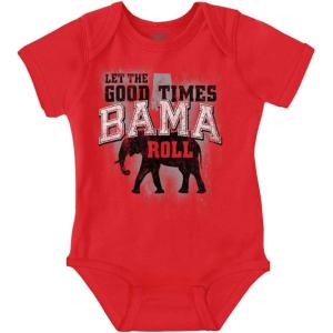 Brisco Brands Let The Good Times Roll Cool Alabama Baby Romper Boys or Girls(Red)