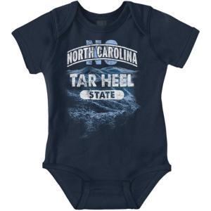 Brisco Brands North Carolina Tar Heel State Tourism Baby Romper Boys or Girls(Navy)