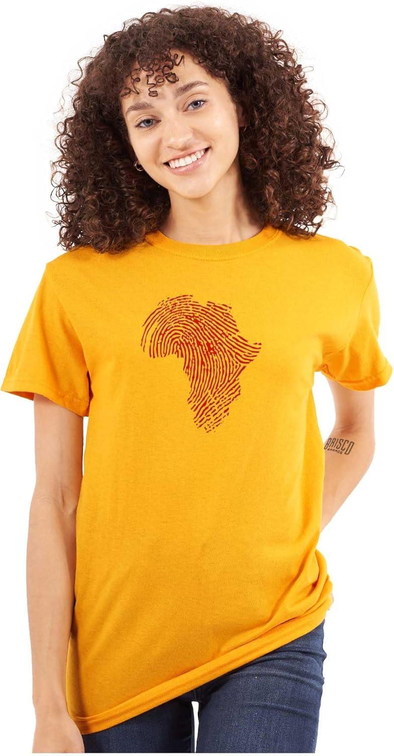 imageBrisco Brands African Roots Black DNA Thumbprint Graphic T Shirt Men or WomenGold