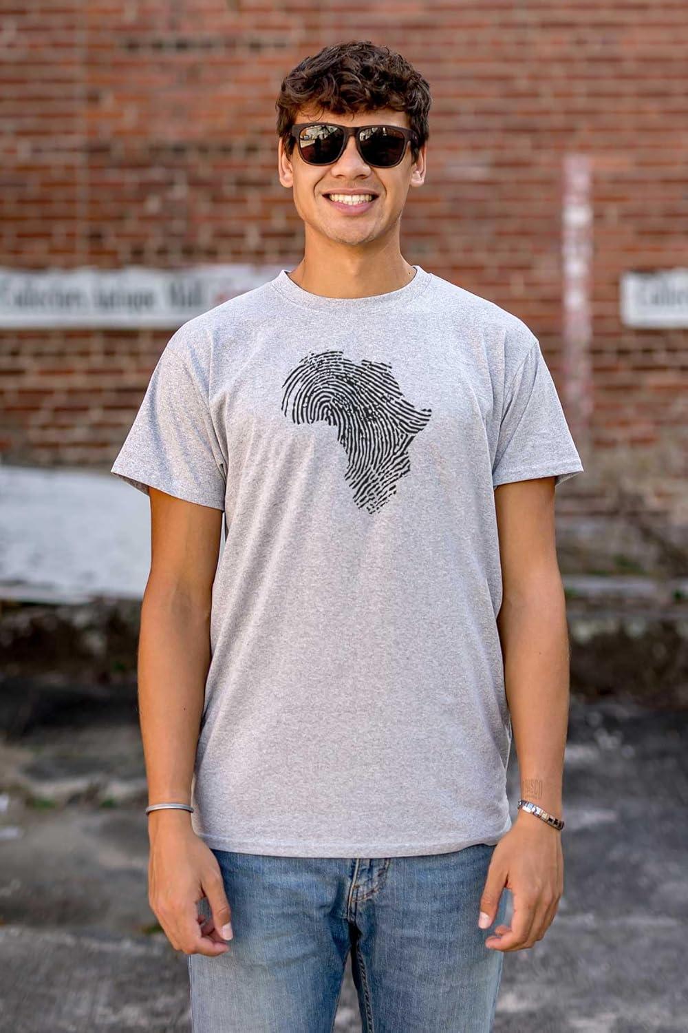 imageBrisco Brands African Roots Black DNA Thumbprint Graphic T Shirt Men or WomenSport Grey