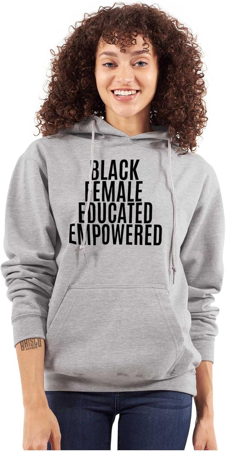 imageBrisco Brands Black Educated Empowered Feminist Hoodie Sweatshirt WomenSport Grey