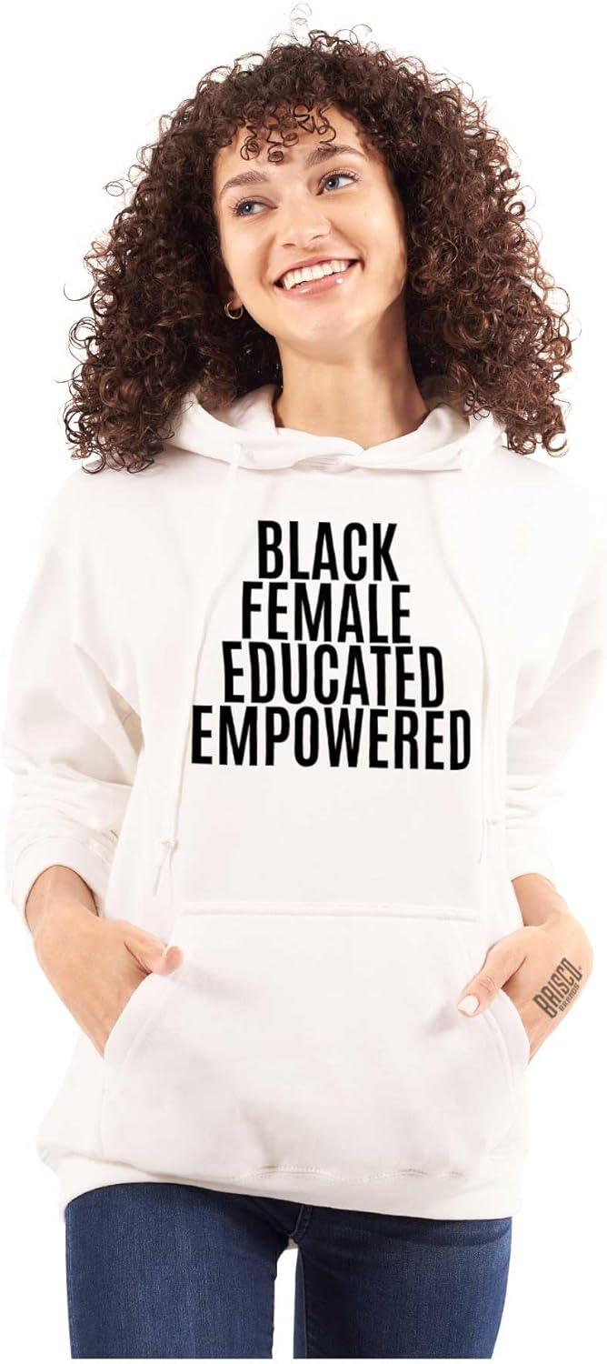 imageBrisco Brands Black Educated Empowered Feminist Hoodie Sweatshirt WomenWhite