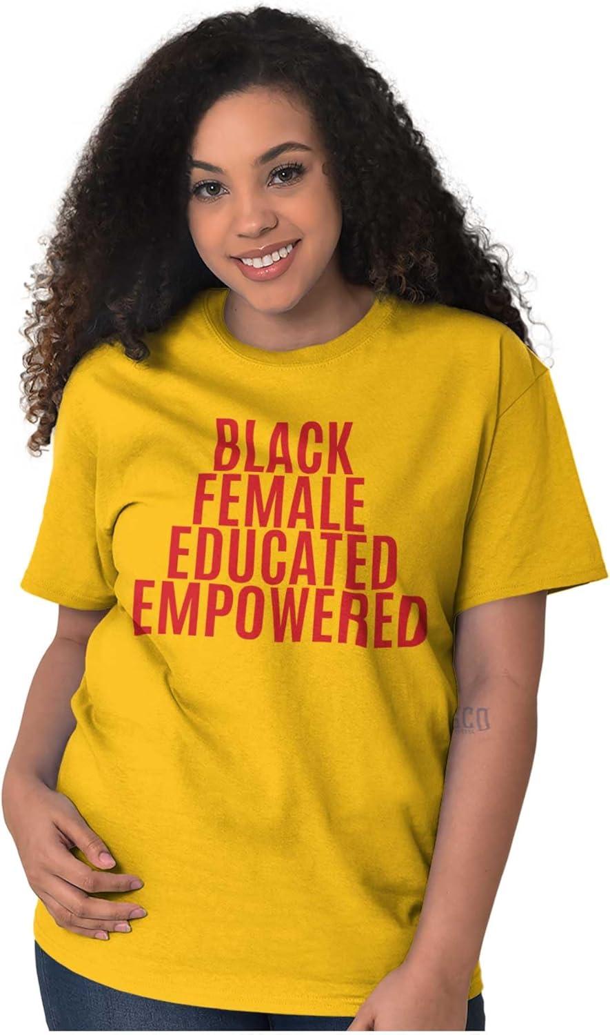 imageBrisco Brands Black Educated Empowered Feminist Womens Graphic T Shirt TeesGold