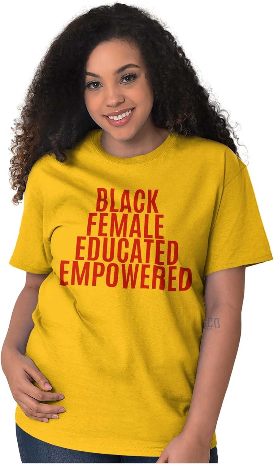 imageBrisco Brands Black Educated Empowered Feminist Womens Graphic T Shirt TeesGold