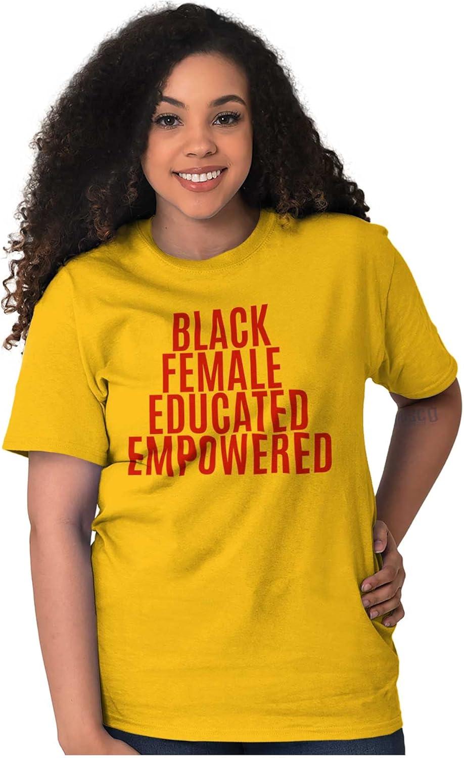 imageBrisco Brands Black Educated Empowered Feminist Womens Graphic T Shirt TeesGold