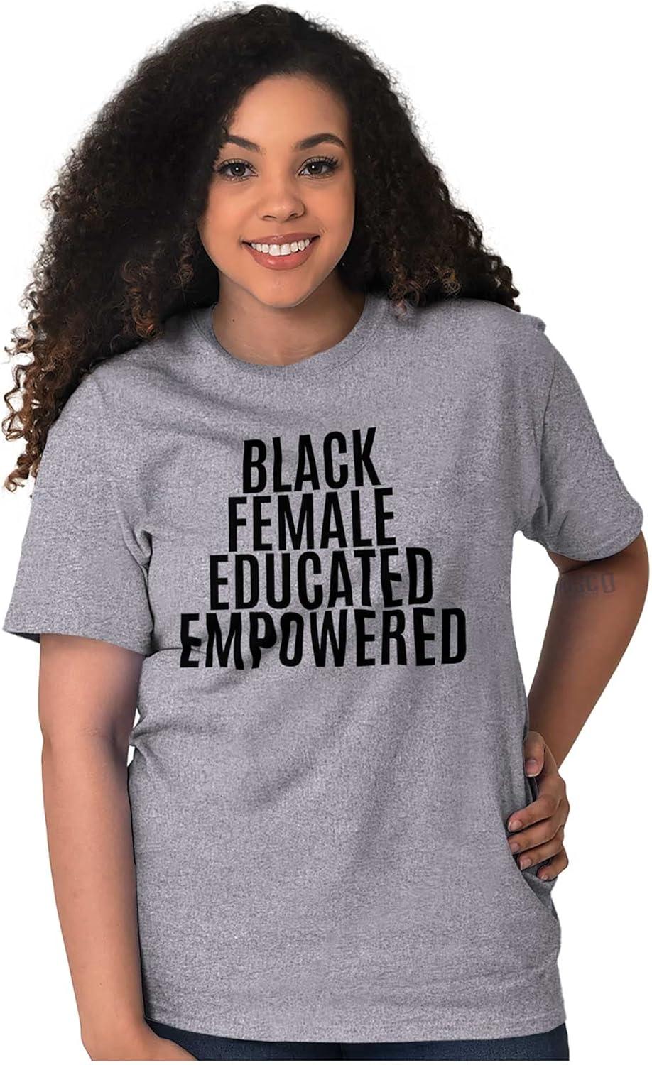 imageBrisco Brands Black Educated Empowered Feminist Womens Graphic T Shirt TeesSport Grey