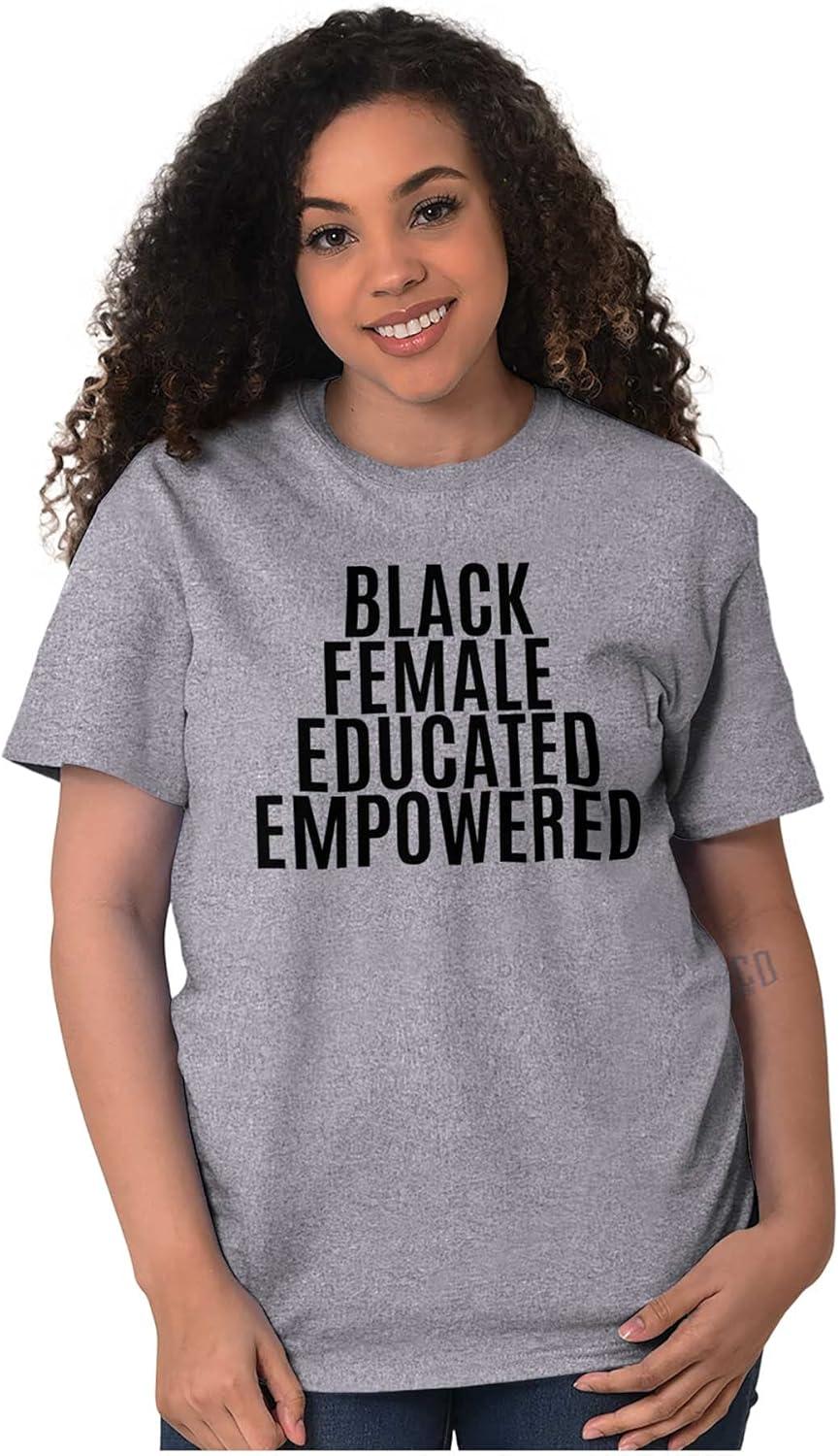 imageBrisco Brands Black Educated Empowered Feminist Womens Graphic T Shirt TeesSport Grey
