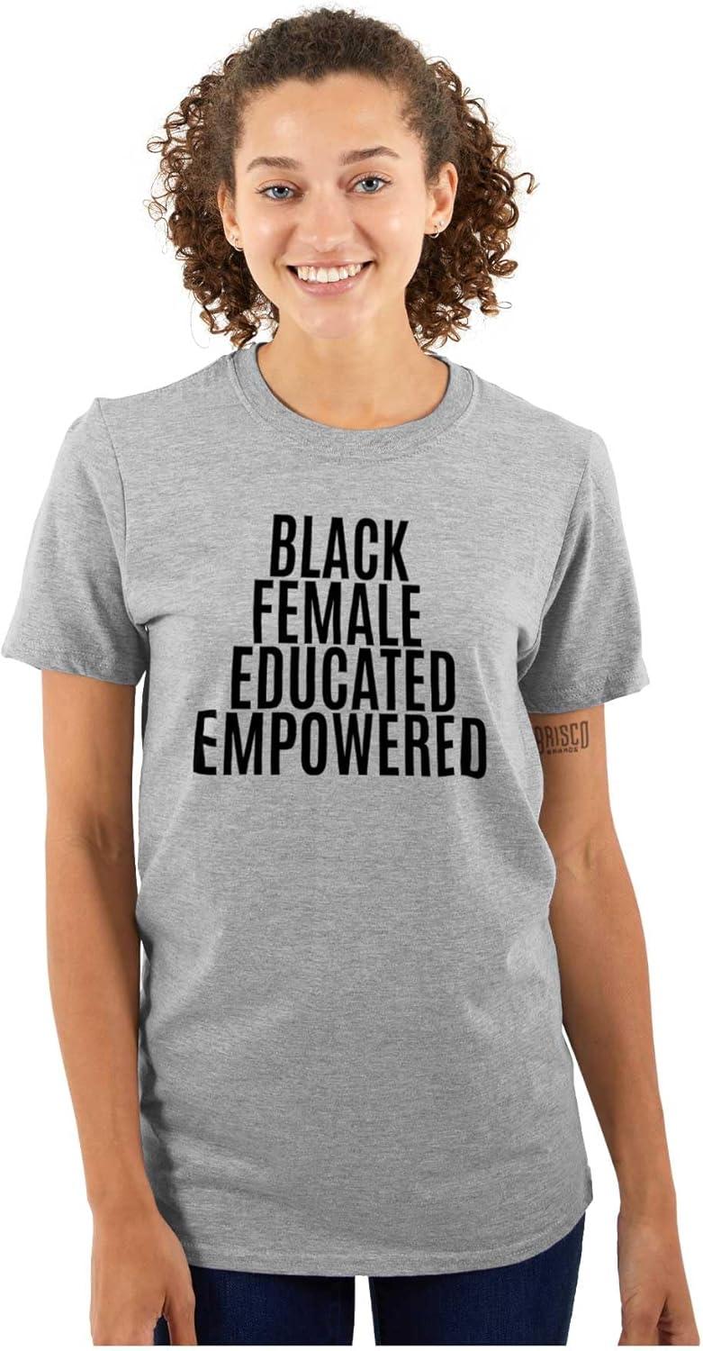 imageBrisco Brands Black Educated Empowered Feminist Womens Graphic T Shirt TeesSport Grey