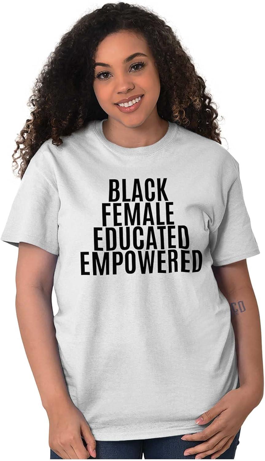 imageBrisco Brands Black Educated Empowered Feminist Womens Graphic T Shirt TeesWhite