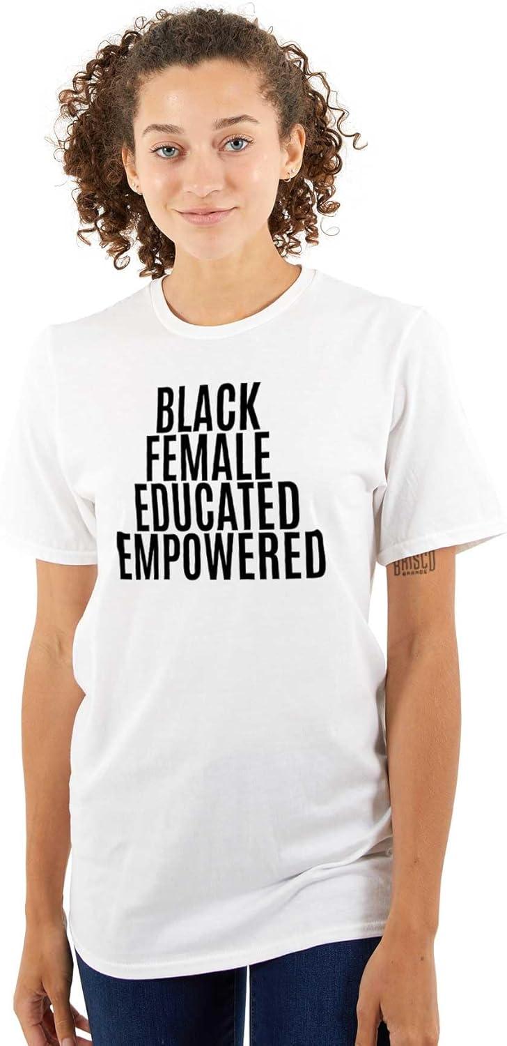 imageBrisco Brands Black Educated Empowered Feminist Womens Graphic T Shirt TeesWhite