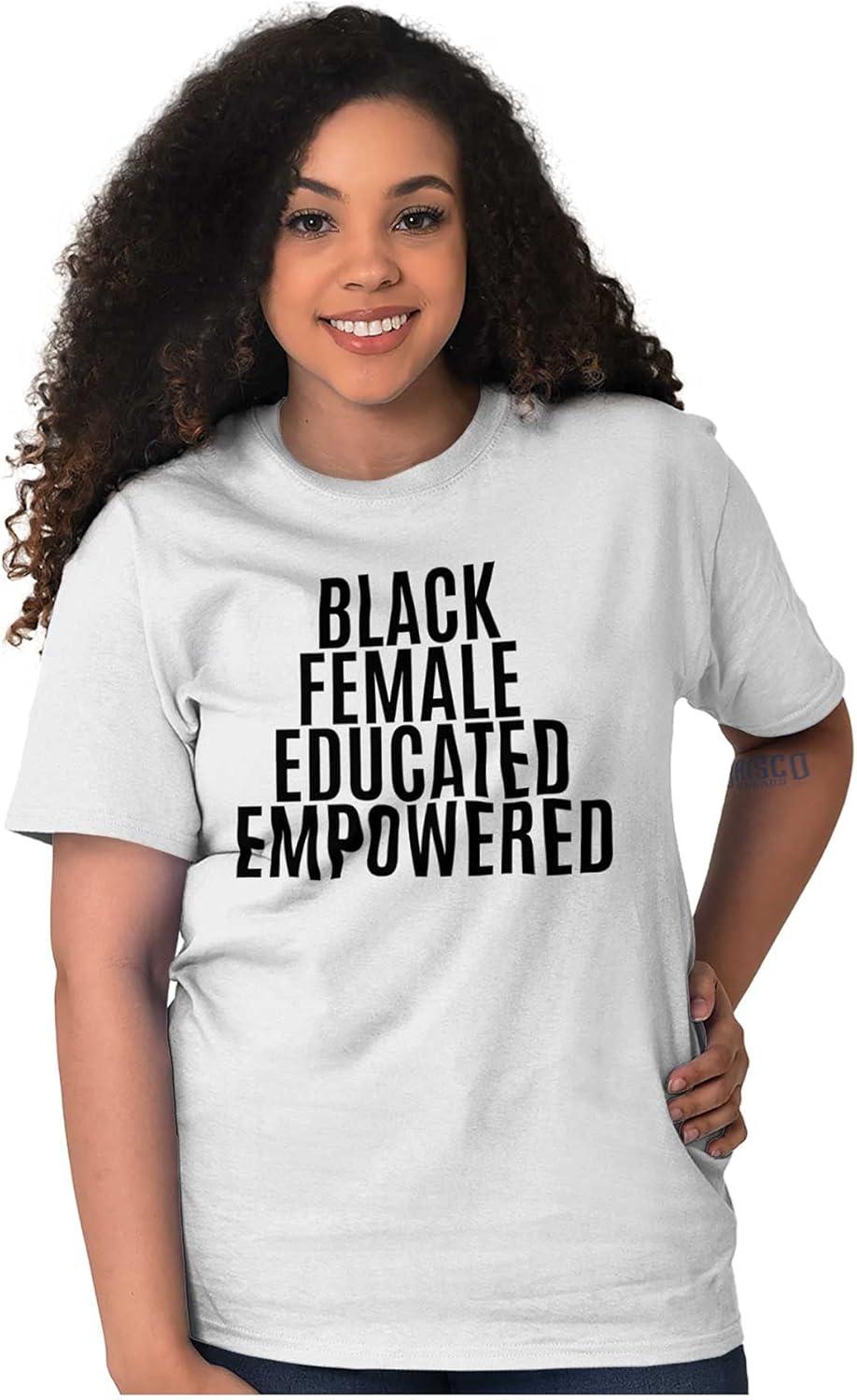 imageBrisco Brands Black Educated Empowered Feminist Womens Graphic T Shirt TeesWhite