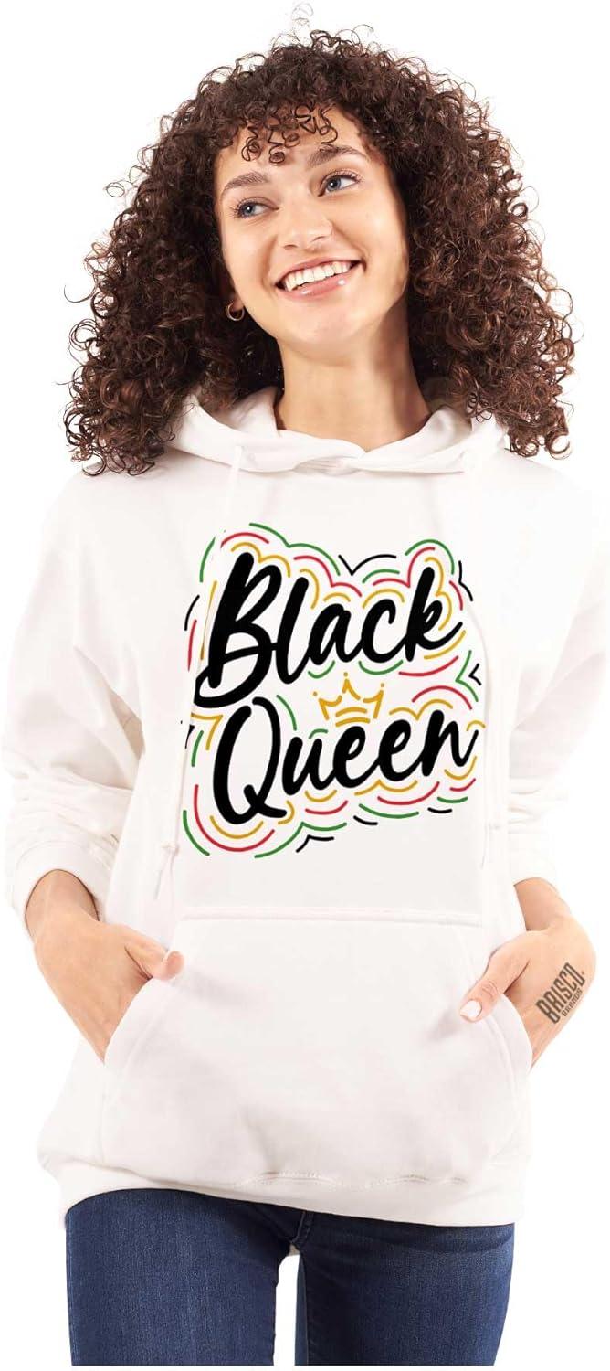 imageBrisco Brands Black Queen Crown Empowerment Quote Hoodie Sweatshirt WomenWhite