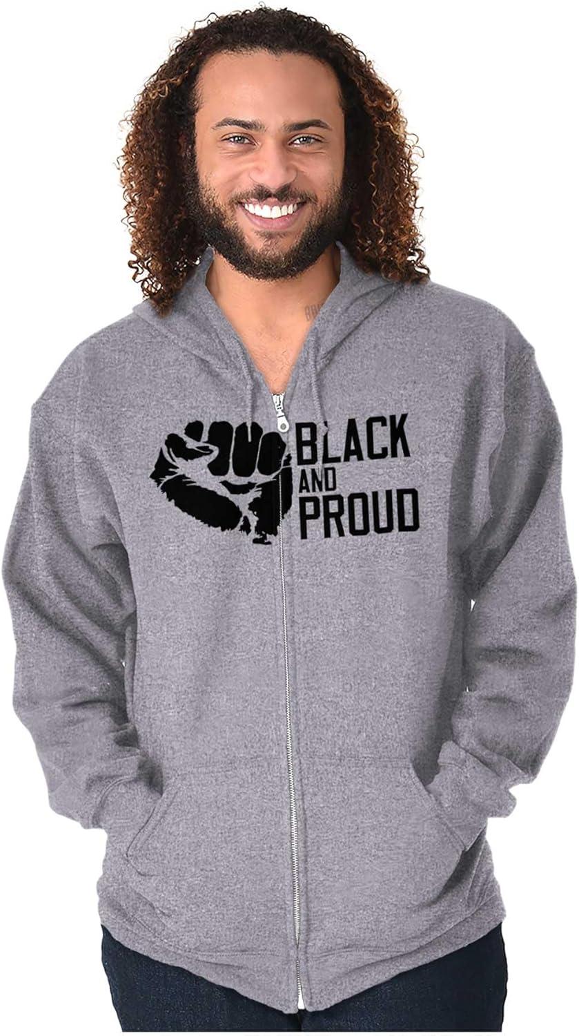 imageBrisco Brands Black and Proud African American Zip Up Hoodie Mens WomensSport Grey