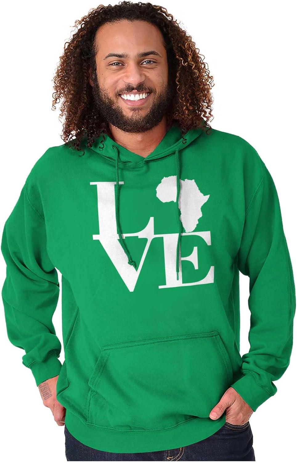 imageBrisco Brands Love Africa Map Black African Pride Hoodie Sweatshirt Women MenIrish Green