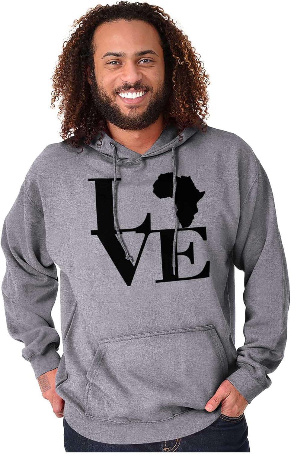 imageBrisco Brands Love Africa Map Black African Pride Hoodie Sweatshirt Women MenSport Grey
