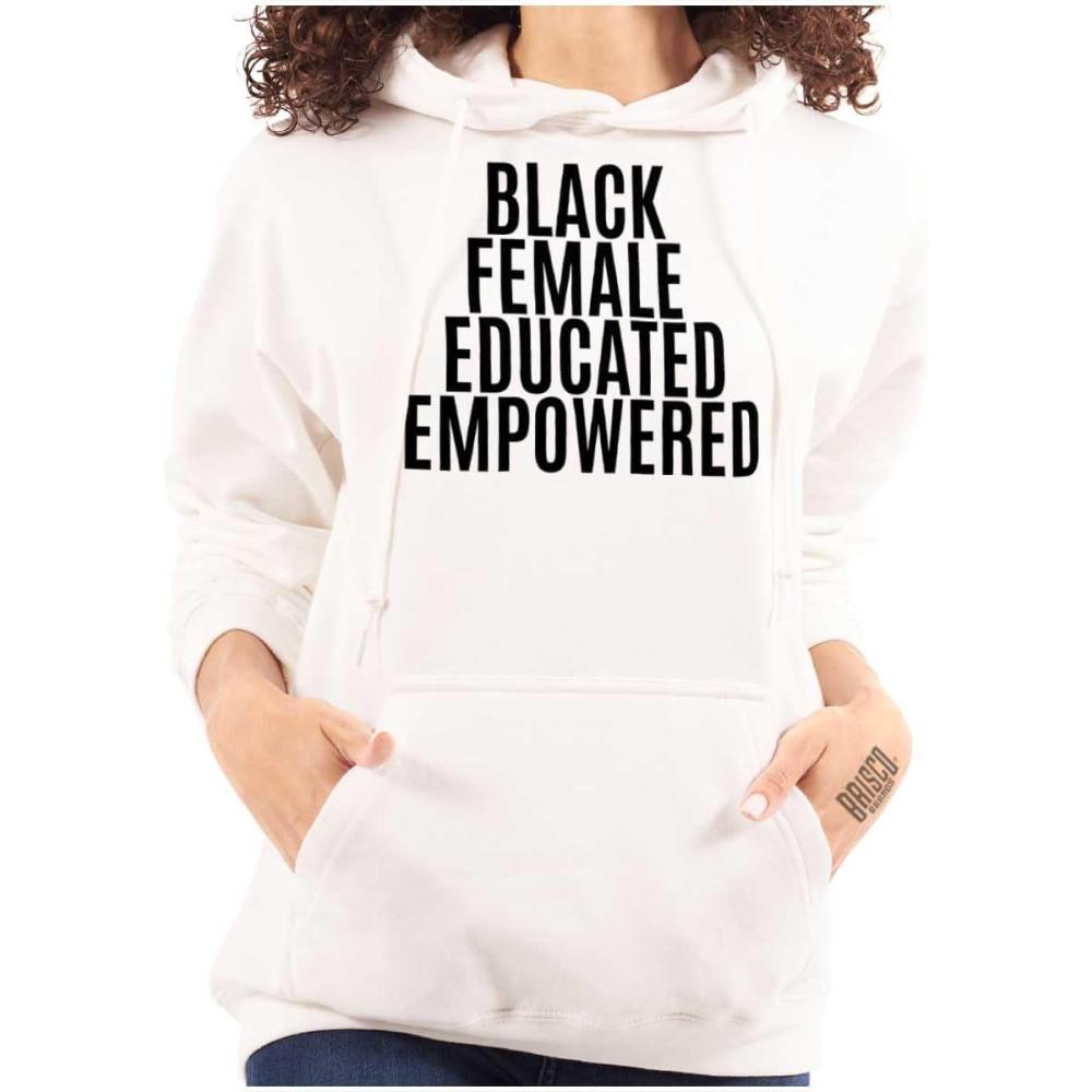 imageBrisco Brands Black Educated Empowered Feminist Hoodie Sweatshirt WomenWhite