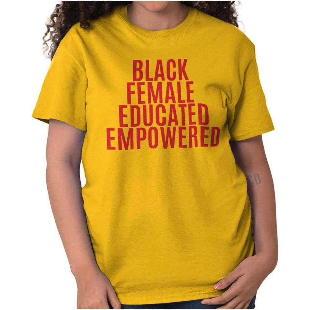 imageBrisco Brands Black Educated Empowered Feminist Womens Graphic T Shirt TeesGold