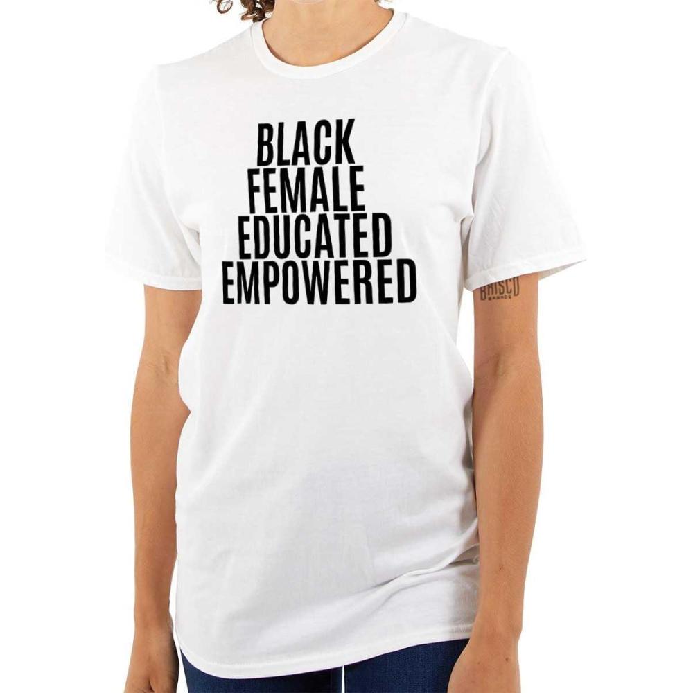 imageBrisco Brands Black Educated Empowered Feminist Womens Graphic T Shirt TeesWhite