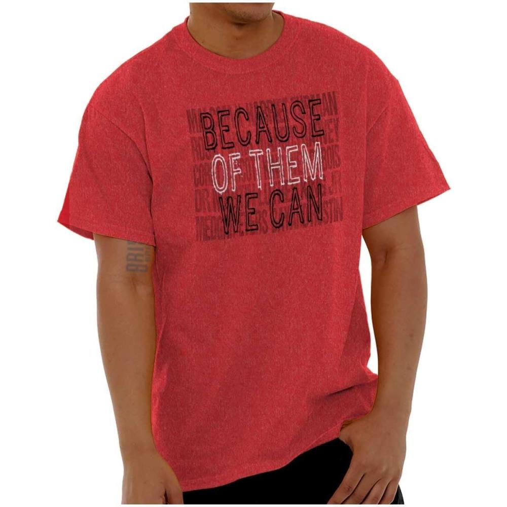 imageBrisco Brands Black History Because of Them We Can Graphic T Shirt Men or WomenHeather Red