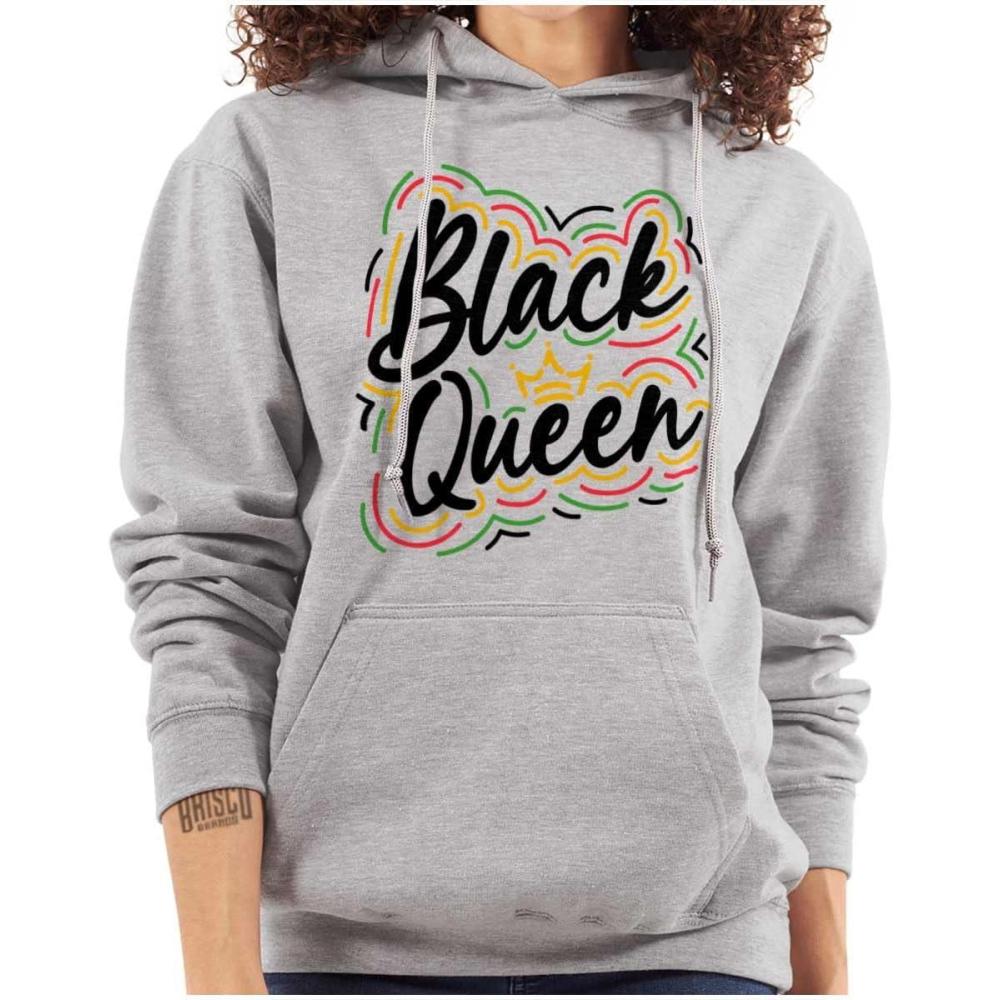 imageBrisco Brands Black Queen Crown Empowerment Quote Hoodie Sweatshirt WomenSport Grey