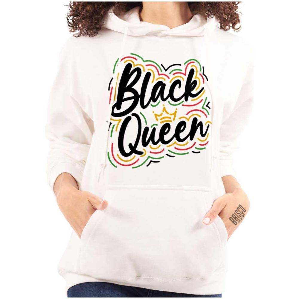 imageBrisco Brands Black Queen Crown Empowerment Quote Hoodie Sweatshirt WomenWhite