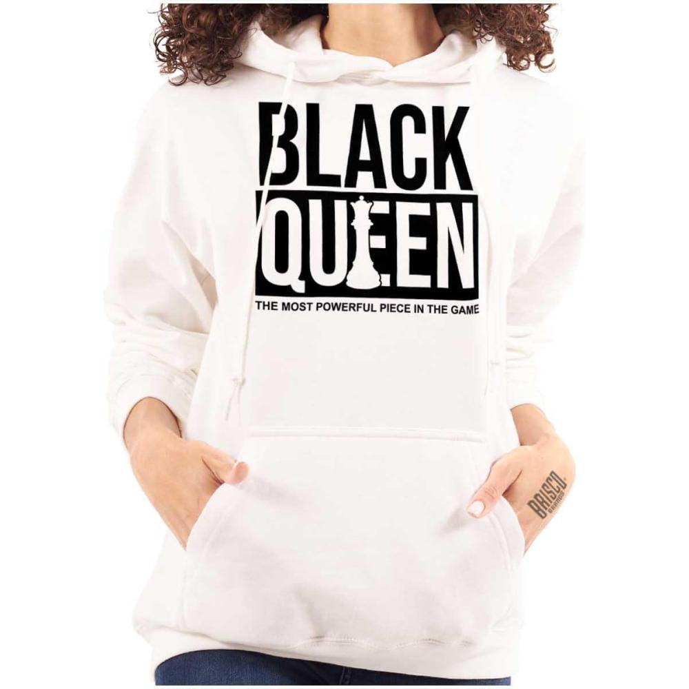 imageBrisco Brands Black Queen Dope Melanated Feminist Hoodie Sweatshirt WomenWhite