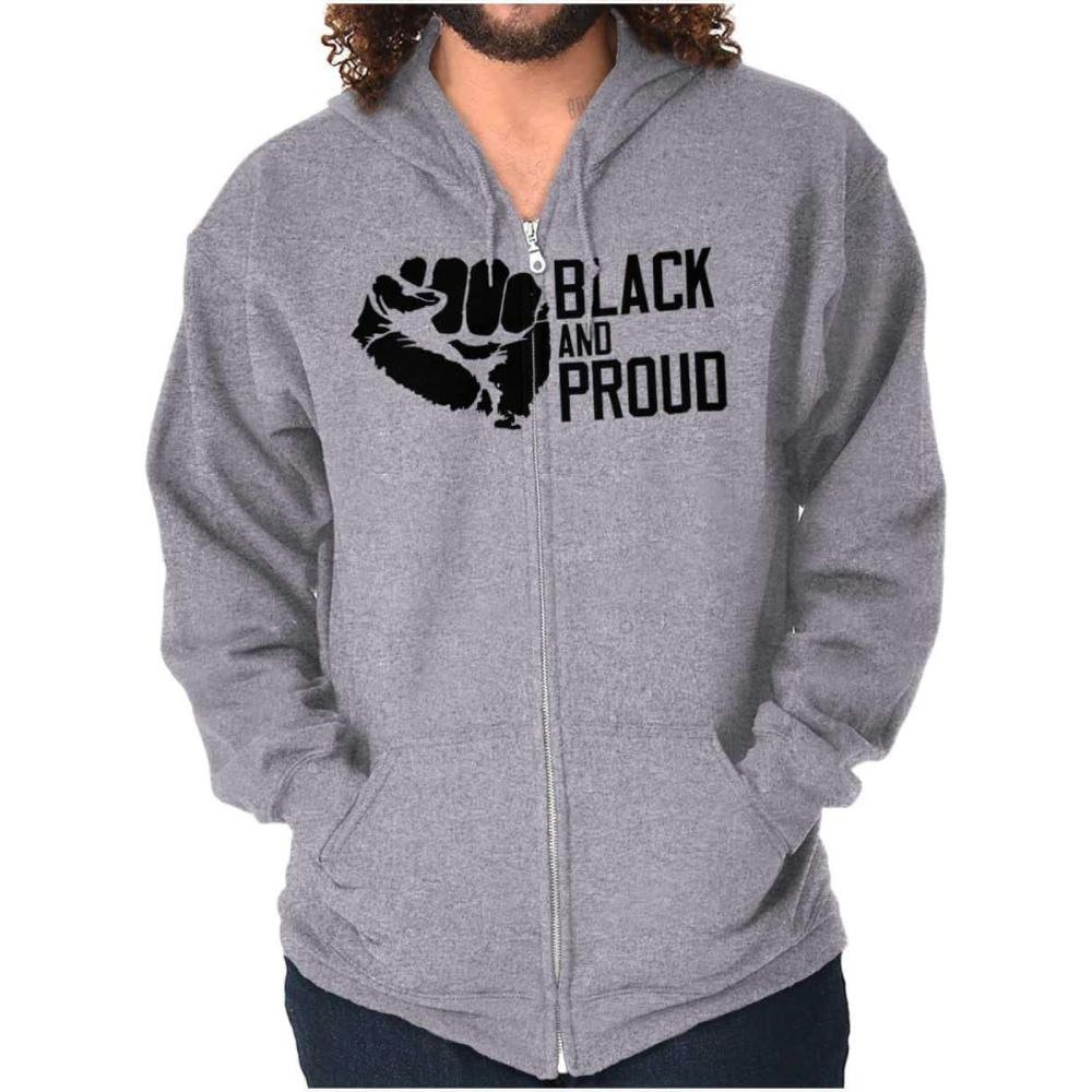 imageBrisco Brands Black and Proud African American Zip Up Hoodie Mens WomensSport Grey