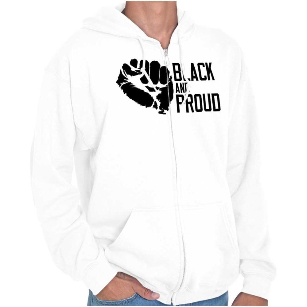 imageBrisco Brands Black and Proud African American Zip Up Hoodie Mens WomensWhite