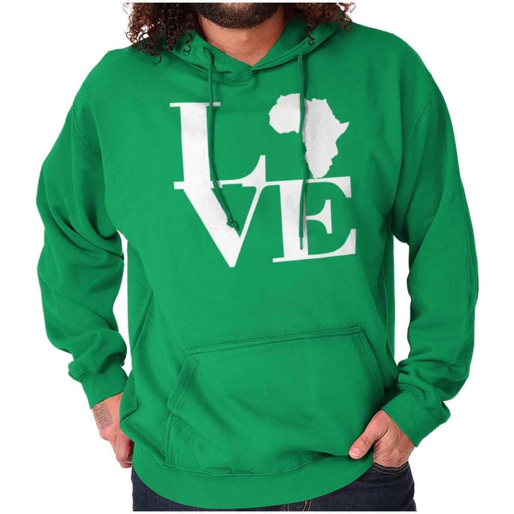 imageBrisco Brands Love Africa Map Black African Pride Hoodie Sweatshirt Women MenIrish Green